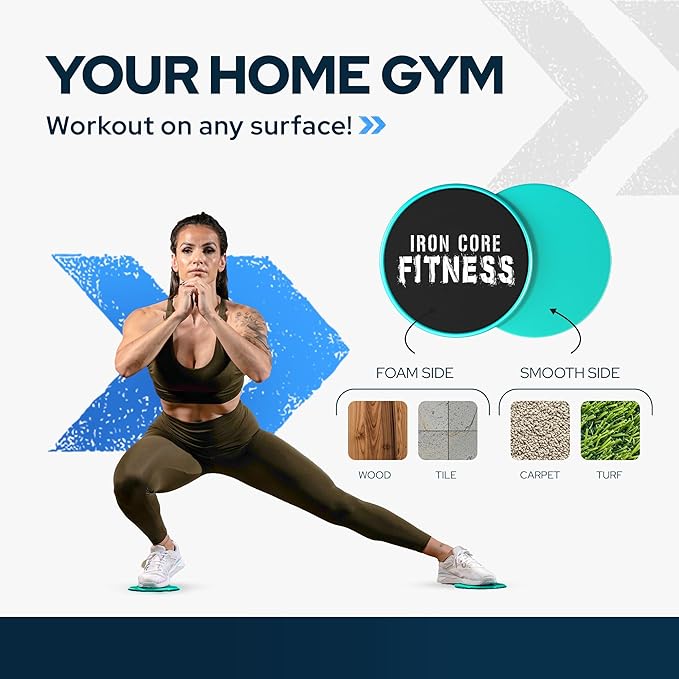 Core Sliders for Working Out, Dual Sided Exercise Gliding Discs for Use on All Surfaces, Ultimate Core Trainer, Light and Portable, Gym & Home Total Body Workout Equipment