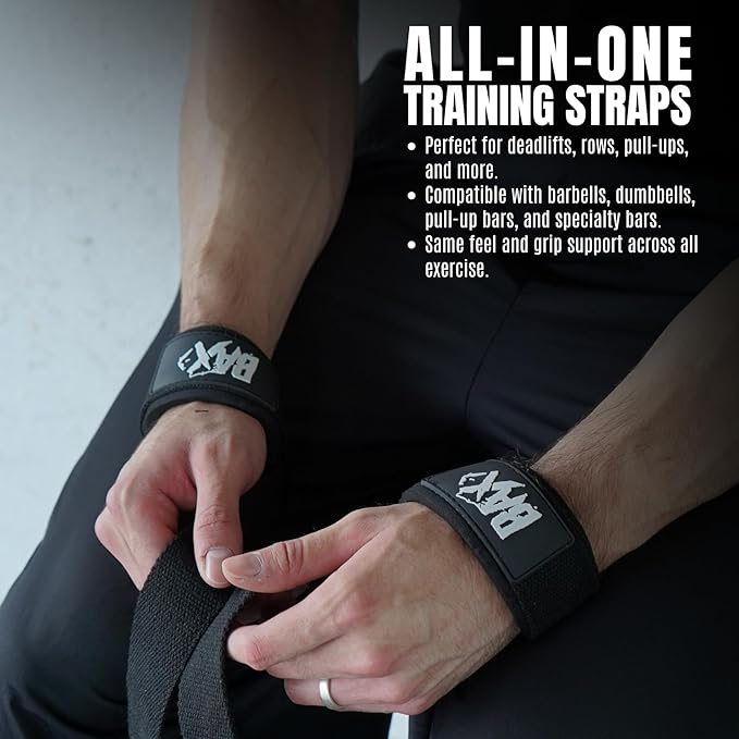 Weight Lifting Straps, Wrist Support for Men, Heavy Duty Thick Comfortable Lifting Straps, Secure Fit, Enhanced Grip, Straps for Weightlifting & Gym Training, Black