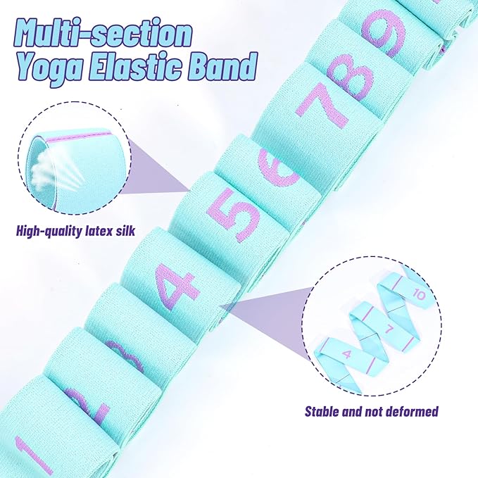Yoga Straps for Stretching, 11 Loops Stretch Band for Yoga, Pilates, Ballet, Fitness and Physical Therapy Elastic Stretching Strap Trainer Resistance Stretch Assist Belt for Flexibility