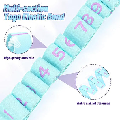 Yoga Straps for Stretching, 11 Loops Stretch Band for Yoga, Pilates, Ballet, Fitness and Physical Therapy Elastic Stretching Strap Trainer Resistance Stretch Assist Belt for Flexibility