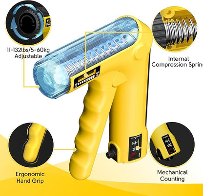 Hand Grip Strength Trainer Kit - Hand Gripper Strengthener 6 Pack with 2 Adjustable Resistance with 2 Finger Stretchers Finger Exerciser Forearm Workout Ring Exercise Equipment Yellow and Black