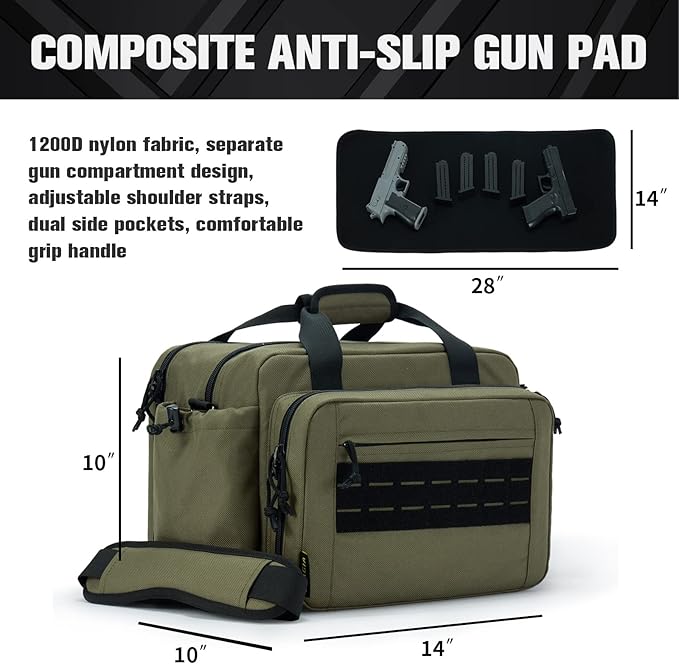 VEAGIA Range Bag,Pistol Case,Gun Range Bags For Handguns And Ammo Pouch 2 Pistols Soft Carrying Shooting Bag