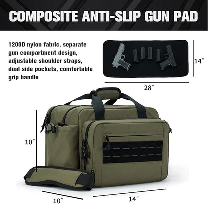 VEAGIA Range Bag,Pistol Case,Gun Range Bags For Handguns And Ammo Pouch 2 Pistols Soft Carrying Shooting Bag