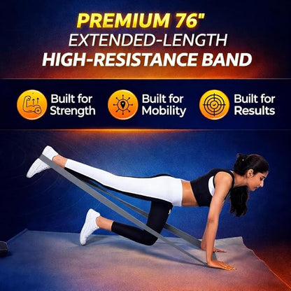 76 Inch Fabric Resistance Band - Extra Long Heavy Duty Exercise Loop for Full Body Stretching, Pull Up Assist & Yoga - Non-Slip Durable Cloth Workout Band for Men & Women, Home Fitness & Mobility