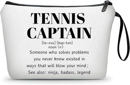 Tennis Captain Appreciation Thank You Funny Birthday Farewell Gifts Accessories for Women Girls Lover Team Female Coworker Friend Small Makeup Cosmetic Bag Christmas
