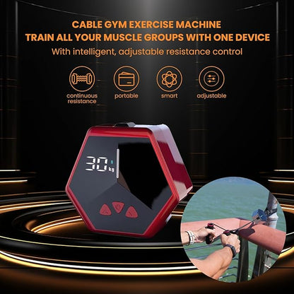 GO-Tone Portable Cable Gym, 7-66LB Adjustable Resistance Band, App & Bluetooth Connection， Multifunctional Fitness Equipment, Suitable for Home & Travel
