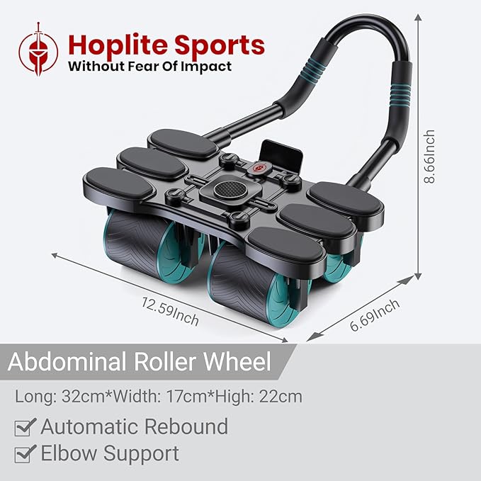 Ab Roller for Core Workout – 4 Wheel Ab Roller for Stability with Elbow Support – Automatic Rebound Ab Wheel Machine for Home Gym – Core Exercise Equipment for Men and Women