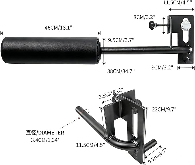 Nordic Leg Roller Attachment for Power Rack, Bulgarian Split Squat Roller, Hamstring Curl ,Core Workout Equipment Home Gym Workout Accessories for Squat Rack Accessories