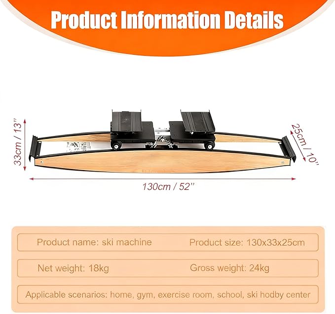 New Ski Trainer, Ski Simulator Machine for Full Body,3D Cross Trainer, Strength and Balance Training Tool Set, Noiseless Ski Exercise Machine for Skiing Beginners, Home Use