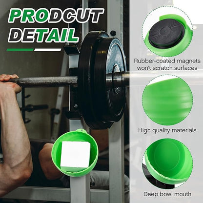 Gym Chalk Bowl Magnetic Weightlifting Chalk Holder Workout Bucket Chalks Blocks for Weightlifting Multi Position Storage Bowl Container Accessory, Curved Magnetic Nuts and Bolts Tray