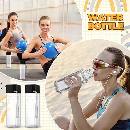 Nuogo 20 Pcs Water Bottles Bulk 17 oz Plastic Sports Water Bottles for Kids Adults Reusable Leak Proof Portable Large Drinking Cups for School Outdoor Gym Travel Fitness(Black)