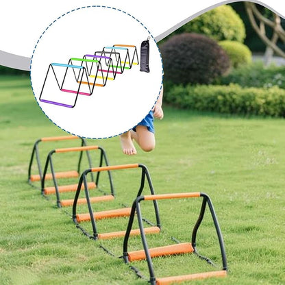Agility Ladder with Jumping Obstacles, 12 Rung Speed Ladder & 6 Hurdles, Multipurpose Agility Training Equipment for Soccer, Rugby, Footwork Exercise