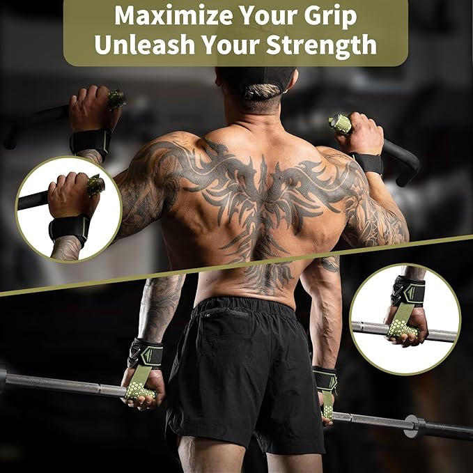 Drip Glue Non-Slip Wrist Straps for Weightlifting, 2-in-1 Lifting Straps with D Rings for Cable Machine Workout, 10mm Neoprene Padded Wrist Wraps for Weight Lifting Deadlift
