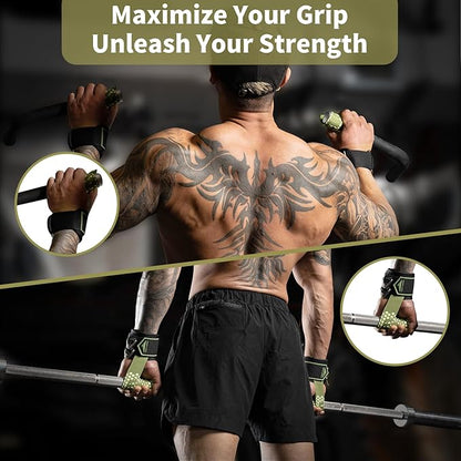 Drip Glue Non-Slip Wrist Straps for Weightlifting, 2-in-1 Lifting Straps with D Rings for Cable Machine Workout, 10mm Neoprene Padded Wrist Wraps for Weight Lifting Deadlift