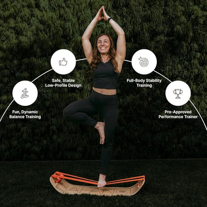 GIBBON SlackBoard - GiBoard Balance Board Kids & Adults - Slackline Balance Trainer - Slack Board Core Workout Equipment Home Gym Training - Standing Desk Exercise - Yoga, Agility, Pilates & More