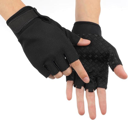 Fingerless Workout Gloves, Anti-Slip Half-Finger Work Glove Lightweight Breathable Gym Gloves FingerlessGloves for Driving Sports Cycling Working Training Motorcycle Fishing