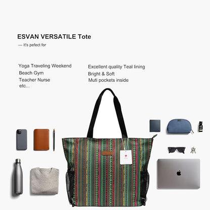 ESVAN Yoga Mat Bag Yoga Tote Carrier Shoulder Bag Carryall Tote for Office,Yoga,Pilates,Travel,Beach and Gym