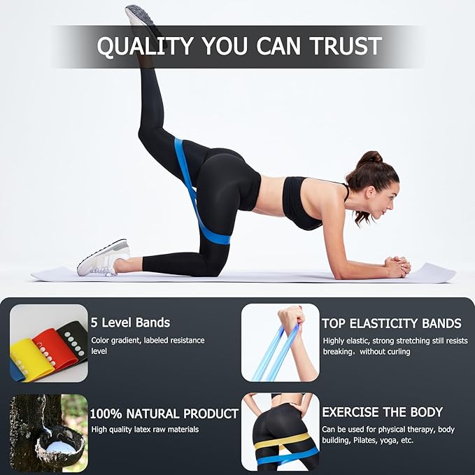 5 Pcs Loop Resistance Bands, Exercise Bands for Women Men, mini Excercise Bands for Working Out, Workout Bands for Fitness, Stretching, Strength Training, Physical Therapy