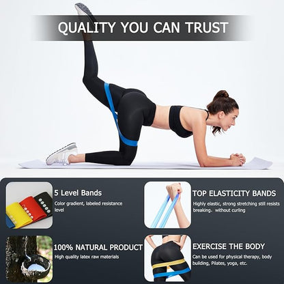 5 Pcs Loop Resistance Bands, Exercise Bands for Women Men, mini Excercise Bands for Working Out, Workout Bands for Fitness, Stretching, Strength Training, Physical Therapy
