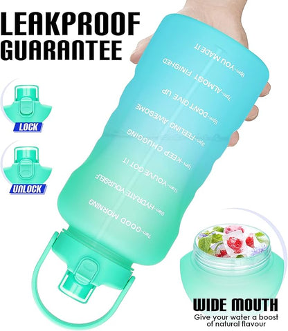 HydroPal 1 Gallon Water Bottles with Straw, 128 oz Water Bottle BPA Free Innovative 2-IN-1 Lid Gym Bottle with Times to Drink Motivational, Large for Sports Fitness Camping Water Jug （13.8X5.5 inch）