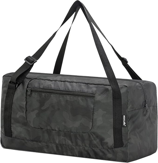 HOLYLUCK Foldable Travel Duffel Bag For Women & Men Luggage Great for Gym (midnight camo)