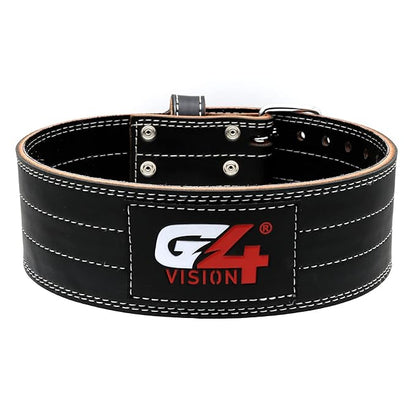 G4 Vision Genuine Leather Power Weight Lifting Adjustable Belt 4" Gym Fitness Bodybuilding Back Support Weightlifting Heavy Workout (Small, Black)