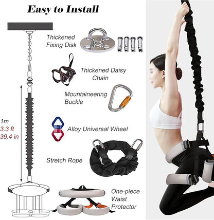 Heavy Duty Bungee Fitness Equipment Set – Bungee Resistance Band For Gym, Yoga & Air Dance，Adjustable Harness With 360° Rotational Devicee，home Suspension Training Kit