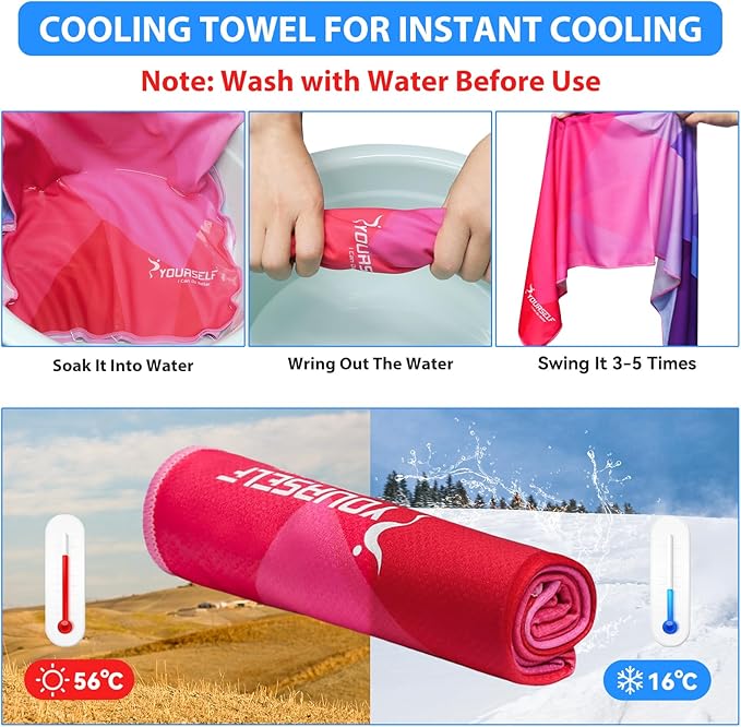 SYOURSELF Cooling Towel, Cooling Towels for Neck,40" x 12"Ice Towel for Instant Cooling Relief, Soft Breathable Chilly Towel, Perfect Yoga, Golf, Sports(Geo)