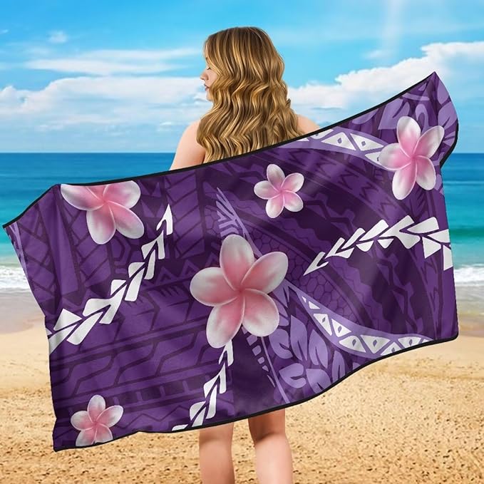 Bulopur Polynesia Tropical Car Seat Towel Cover After Gym Workout Running Swimming Frangipani Water Absorbent Sweatproof Car Seat Cover Towel Blanket Automotive Accessories for Girly Women