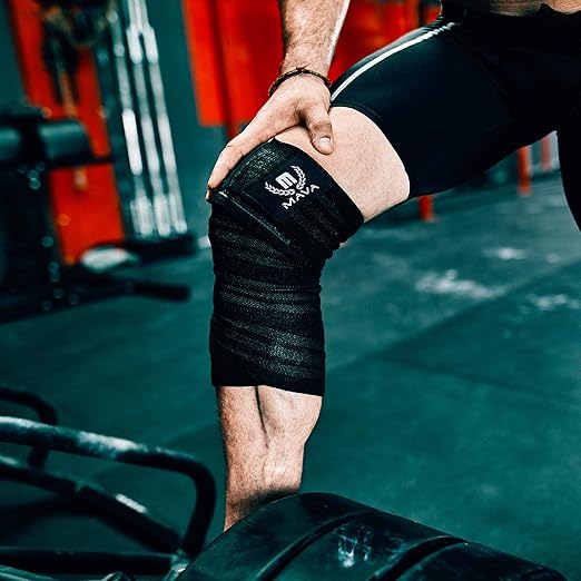 Mava Sports Knee Wrap (1 Pc) for Men & Women | Ideal for Cross Training, WODs, Gym Workouts, Weightlifting, Fitness & Powerlifting | Knee Straps for Squats | 72" Compression & Elastic Support