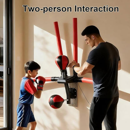 Smart Boxing Reflex Trainer with Remote Control, Wall-Mounted Striking System Featuring 4 Striking Rods and 2 Speed, Balls Boxing Trainer Offers 3 Modes and 3 Speed Settings to Enhance Reaction Time