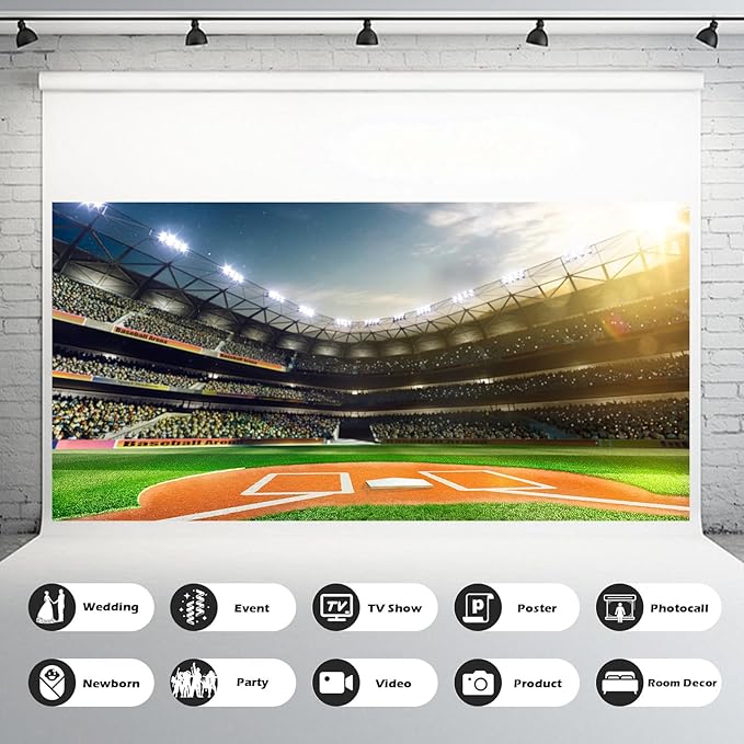 Baseball Field Stadium Photography Background Baseball Backdrop Outdoor Sport Theme Boys Kids Birthday Party Banner Decorations Adults Portrait Video Studio Sport Games Props 20x10ft