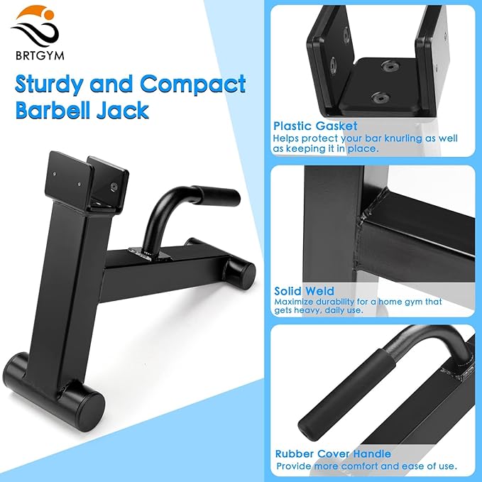 Deadlift Jack Barbell Stand,Carbon Steel Made,Easily Load and Unload 600lb Barbell Plates for Deadlift Exercise, Weight Training, Home Gym (Black Powder Coated)