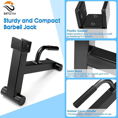 Deadlift Jack Barbell Stand,Carbon Steel Made,Easily Load and Unload 600lb Barbell Plates for Deadlift Exercise, Weight Training, Home Gym (Black Powder Coated)