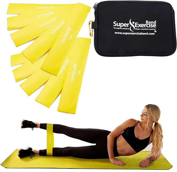 USA 14" x 3" Extra Long Latex Free Mini Loop Bands in 3, 5, 10 Pack Sets. 10 Strengths for Resistance Training, Stretching, Yoga, Toning. Plus an Exclusive iPhone App and E-Book.