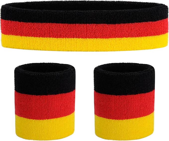 ONUPGO Sweatband Set Sports Headband Wristband Set Sweatbands Terry Cloth Wristband Wrist Sweatband Headbands Moisture Wicking Sweat Absorbing Head Band