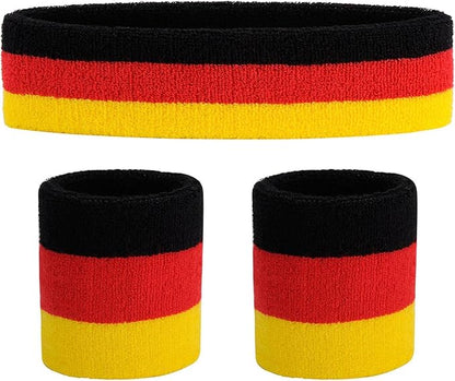 ONUPGO Sweatband Set Sports Headband Wristband Set Sweatbands Terry Cloth Wristband Wrist Sweatband Headbands Moisture Wicking Sweat Absorbing Head Band