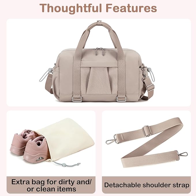 LEDAOU Small Gym Bag for Women, Mini Duffle Bag with Yoga Mat Holder Lightweight Carry On Sports Bag with Separate Shoe Pocket & Wet Pocket Duffel Bags Dance Yoga Workout Bag