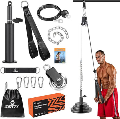 SERTT Weight Cable Pulley System Gym, with Upgraded 2 in 1 Loading Pin,for Tricep Pull Down, Bicep Curl, Shoulder, Back, Forearm Home Gym Equipment