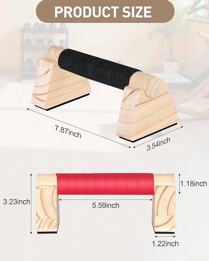 Wood Push Up Bars, Non-Slip Calisthenics Equipment for Strength Training, Solid Wood Calisthenics Bars & Parallettes Bars, Push Up Handles for Floor Exercises