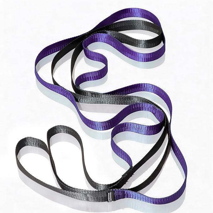 Stretching Strap with 10 Loops – Non-Elastic Yoga Strap for Physical Therapy, Knee Replacement Recovery & Plantar Fasciitis – Leg Stretcher Band for Flexibility & Hamstring Rehab