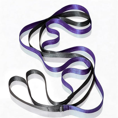 Stretching Strap with 10 Loops – Non-Elastic Yoga Strap for Physical Therapy, Knee Replacement Recovery & Plantar Fasciitis – Leg Stretcher Band for Flexibility & Hamstring Rehab
