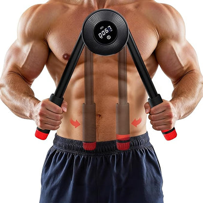 Hydraulic Power Twister Adjustable Resistance 22–440 lbs Digital Display, Foldable Arm Chest Exerciser for Women Men, No Snapback Safety, Portable Home Gym Gear