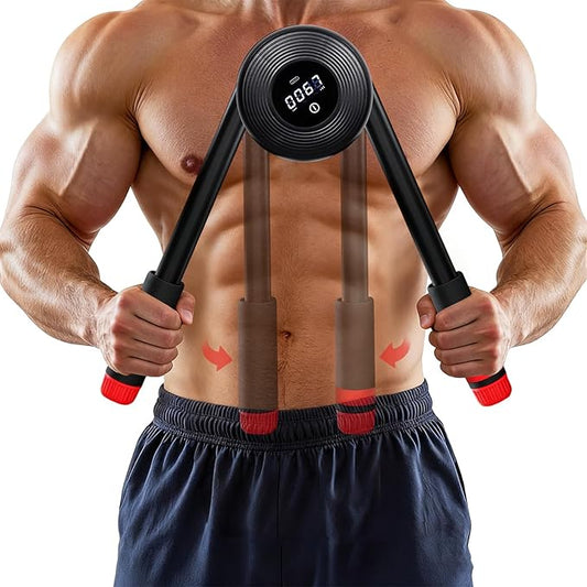 Hydraulic Power Twister Adjustable Resistance 22–440 lbs Digital Display, Foldable Arm Chest Exerciser for Women Men, No Snapback Safety, Portable Home Gym Gear