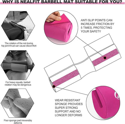 Barbell Squat Pad with Thick Nylon Padding, Hip Thrust Pad for Squats, Lunges, Neck Shoulder Squat Pad for Olympic or Standard Bars