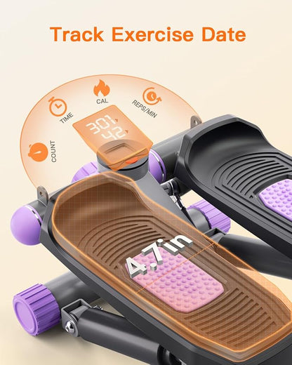 Steppers for Exercise at Home, Mini Stepper with Resistance Bands Quiet Portable Stair Stepper for Buttocks Lifting and Body Shaping