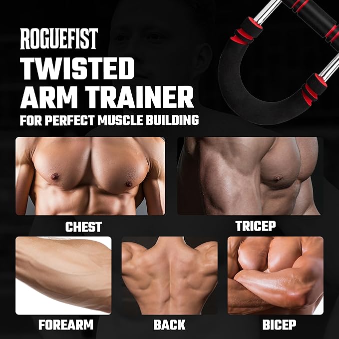 Twister Arm Trainer, Adjustable 3 Resistance Levels (60–100 lbs) Stainless Steel Arms Strengthener for Shoulders, Biceps Chest Workout Equipment with Added Silicone Gym Grip Pads