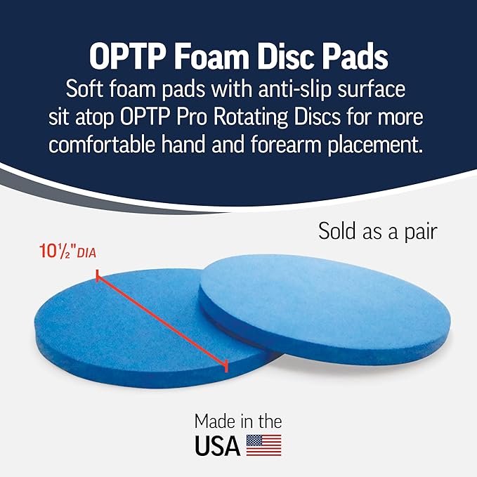 OPTP Foam Disc Pads - 10 1/2" Soft Foam Pads - Foam Balance Pad Set Pairs with The OPTP Pro Rotating Discs for Comfortable Hand and Forearm Placement