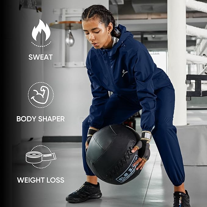 HOTSUIT Sauna Suit Women Machine Washable Sweat Sauna Jacket Pants Anti Rip Sweat Suits for Gym Workout