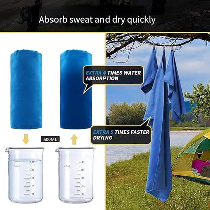 Microfiber Towel Travel Sports Towel, High Water Absorption, Lightweight, for Fitness Yoga, Swimming,Travel,Camping etc (Blue, L 60"x30")